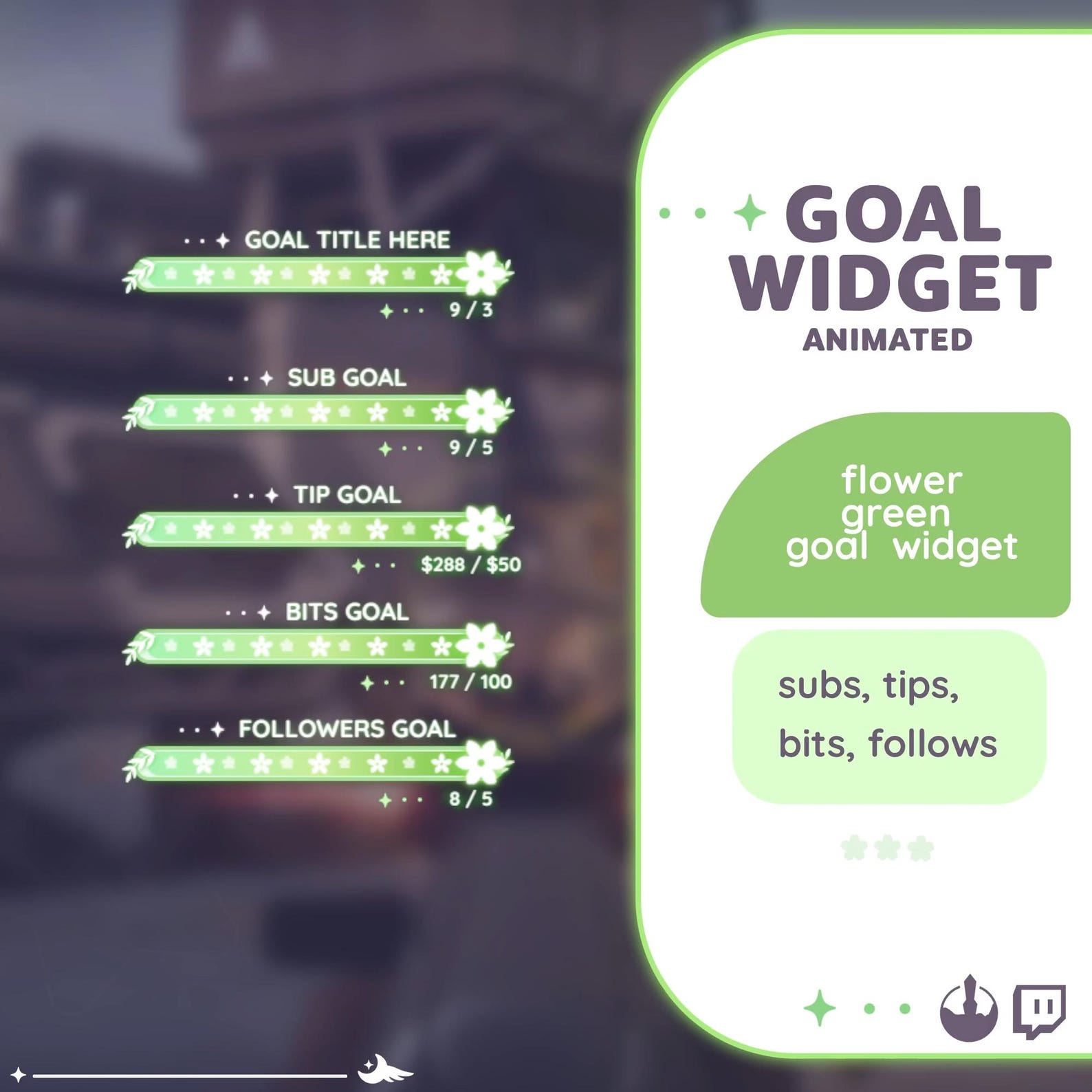 Green Performance Wdgit Green Flower Goal Widget – Streamelements, Twitch (digital Download) - Etsy