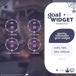 P2U Bat Purple Grey Spooky Halloween Round Goal Widget Cute Customizable Sparkles Streamelements l Widgets for streamers l Custom Twitch