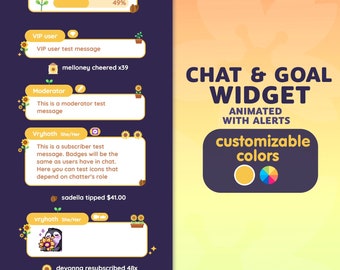 P2U Customizable Chat Widget Goal Sunflower Cute Flower Orange Yellow  Stream Cute Streamelements l Widgets for streamers l Custom Twitch