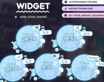Bubble Pomodoro Timer Widget | Customizable Twitch Stream Overlay