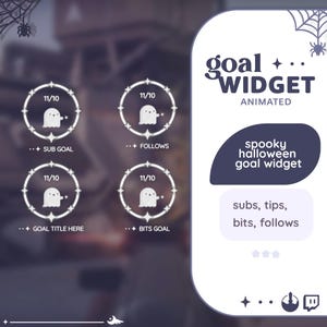 P2U Ghost Spooky Halloween Round Goal Widget Cute Customizable Sparkles Streamelements l Widgets for streamers l Custom Twitch