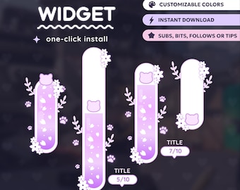 Cute Cat Vertical Goal Widget | StreamElements, Twitch (P2U)