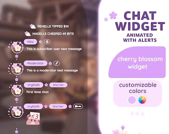Cherry Blossom Stream Chat Widget - Customizable Sakura Design (Digital Download)