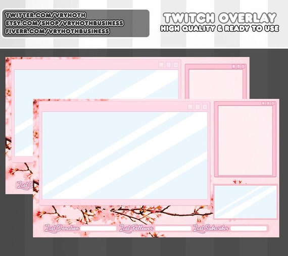 Pink Sakura Just Chatting Stream Overlay 