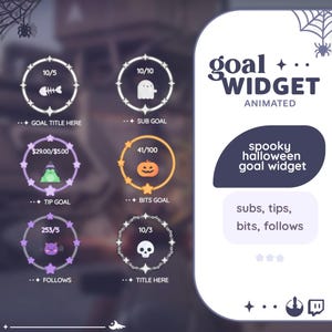 P2U Spooky Halloween Round Goal Widget Customizable Skull Sparkles Ghost Fishbone Bat Streamelements l Widgets for streamers l Custom Twitch