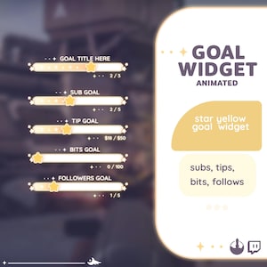 Yellow Star Goal Widget, Customizable Stream Overlay (Digital Download)