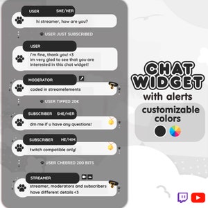 P2U Customizable Chat Widget Paw Pet Cat Dog Black Stream Chatbox Cute Streamelements l Widgets for streamers l Custom Twitch Youtube
