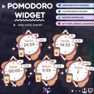 P2U Timer Pomodoro Stopwatch Widget l Coffee Croissant Bak l Twitch l Customizable l StreamElements OBS StreamLabs l Widgets for streamers l