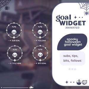 P2U Skull Chain Grey Spooky Halloween Round Goal Widget Cute Customizable Sparkles Streamelements l Widgets for streamers l Custom Twitch