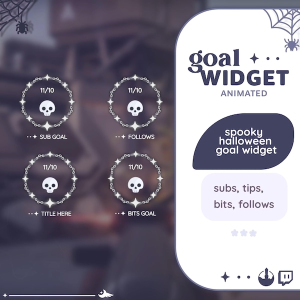 P2U Skull Chain Grey Spooky Halloween Round Goal Widget Cute Customizable Sparkles Streamelements l Widgets for streamers l Custom Twitch