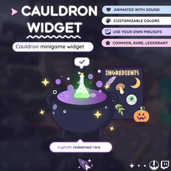 Cauldron Interactieve Minigame Widget | Heks, drankje, monster | Aanpasbaar | StreamElements, OBS, StreamLabs voor streamers