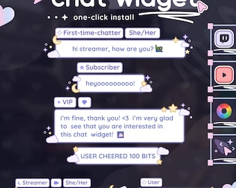 Cloud Moon Stars Chat Widget | OBS, StreamElements & Streamlabs Desktop | Streamer Chat Overlay
