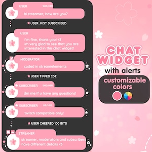 P2U Customizable Chat Widget Cherry Blossom Pink Sakura Stream Chatbox Cute Streamelements l Widgets for streamers l Custom Twitch Premade