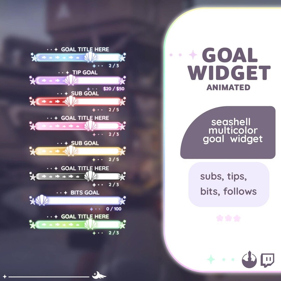 Sea Shell Widget Multicolor Seashell Goal Widget for Twitch Streamers (digital Download ...