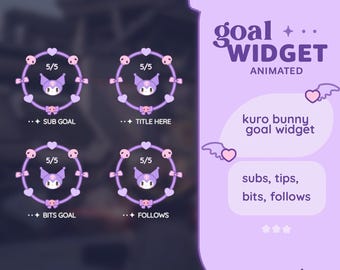 P2U Kuro Pink Purple Round Goal Widget Kawaii Bunny Kitty Cute Sweet Stream Cute Streamelements l Widgets for streamers l Custom Twitch