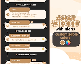 P2U Widget de chat personalizable Paw Pet Cat Dog Brown Stream Chatbox Cute Streamelements l Widgets para streamers l Twitch personalizado Youtube