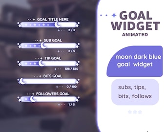 Widget obiettivo Luna blu scuro, sovrapposizione streaming personalizzabile (download digitale)