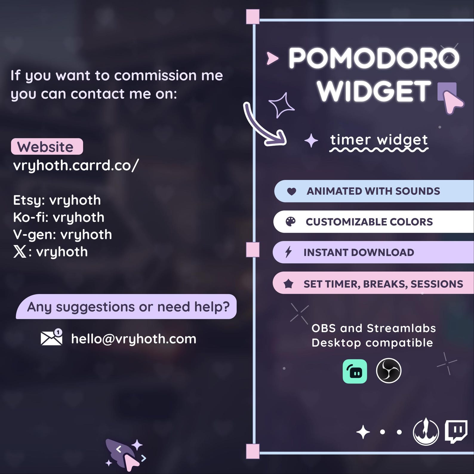 P2U Timer Pomodoro Stopwatch Widget L Notes Book Scrapbook L Twitch L ...