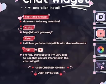 Heart Valentine Chat Widget | OBS, StreamElements & Streamlabs Desktop | Streamer Chat Overlay