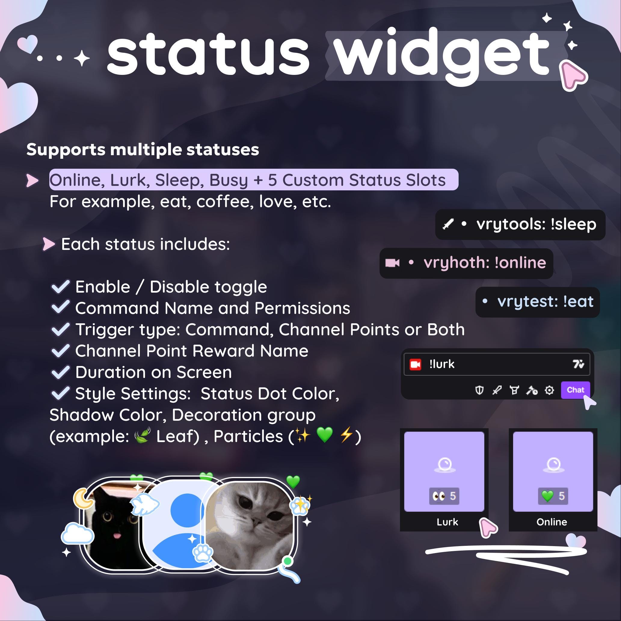 Twitch Viewer Status Widget | Live Status, Chat Commands, Dynamic ...