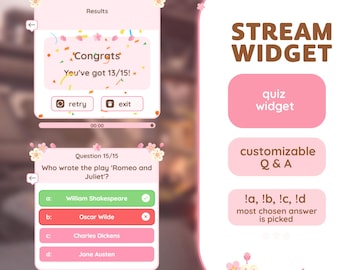 Rosa Kirschblüte Quiz Widget für StreamElements, Twitch (P2U digitaler Download)