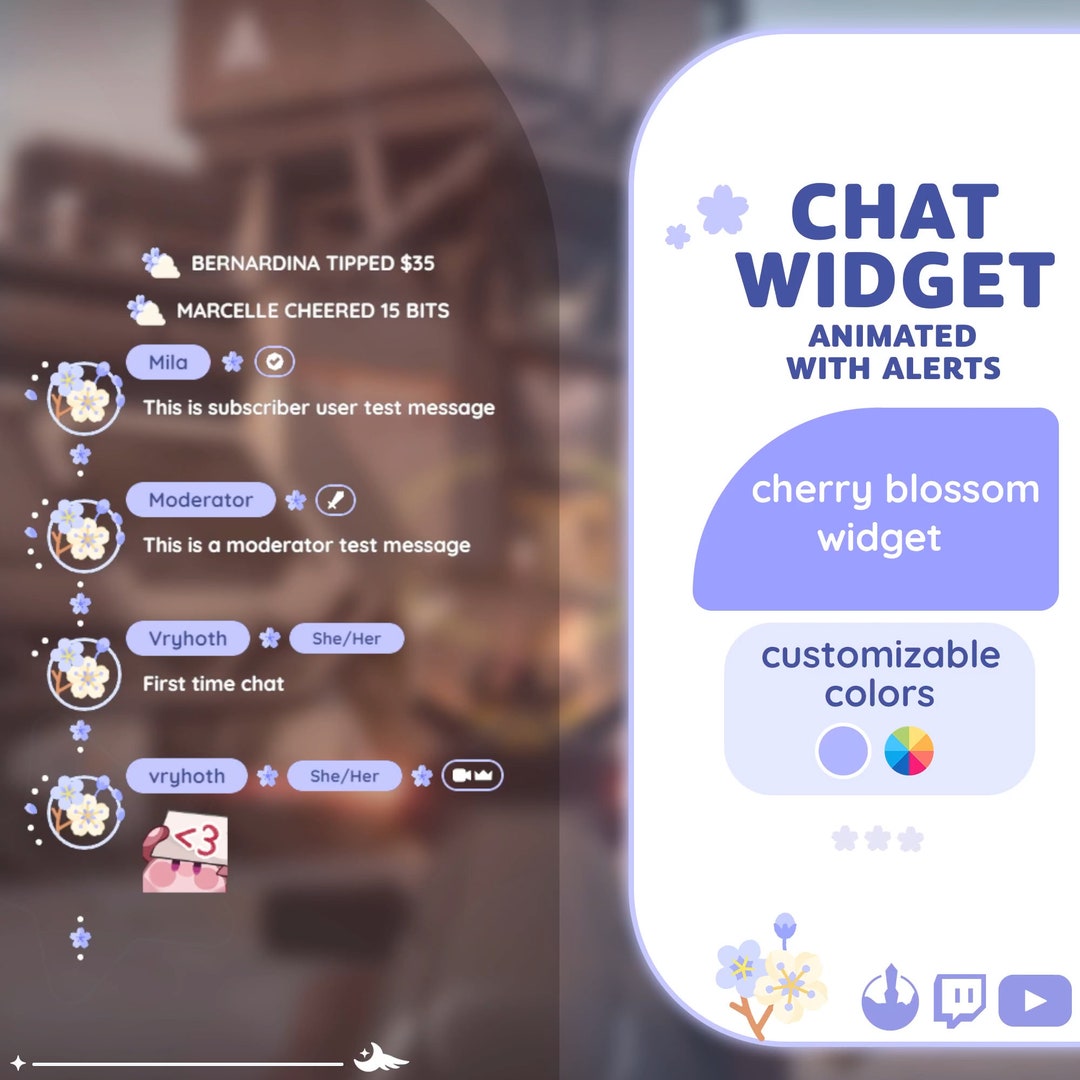 Cherry Blossom Chat Widget: Customizable Streamelements, Twitch (digital Download) - Etsy UK