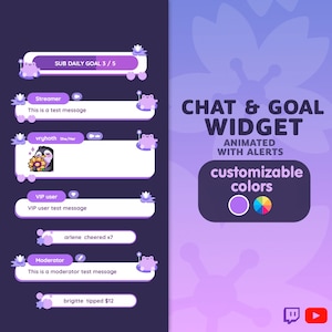 P2U Customizable Chat Widget Goal Frog Toad Lotus Flower Purple Leaf Stream Cute Streamelements l Widgets for streamers l Custom Twitch
