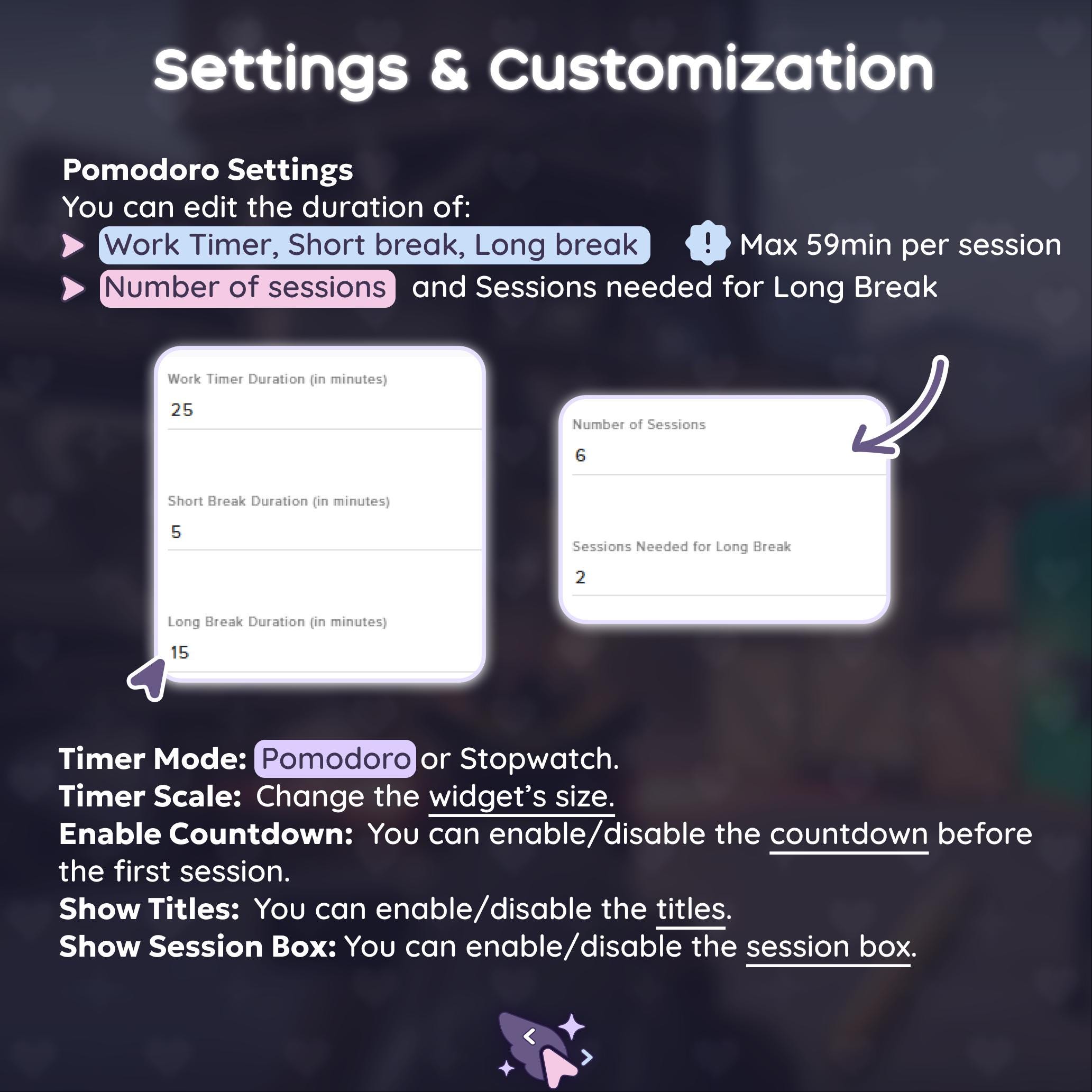 P2U Timer Pomodoro Stopwatch Widget L Clouds Moon Stars L Twitch L ...
