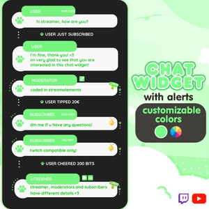P2U Customizable Chat Widget Paw Pet Cat Dog Green Stream Chatbox Cute Streamelements l Widgets for streamers l Custom Twitch Youtube