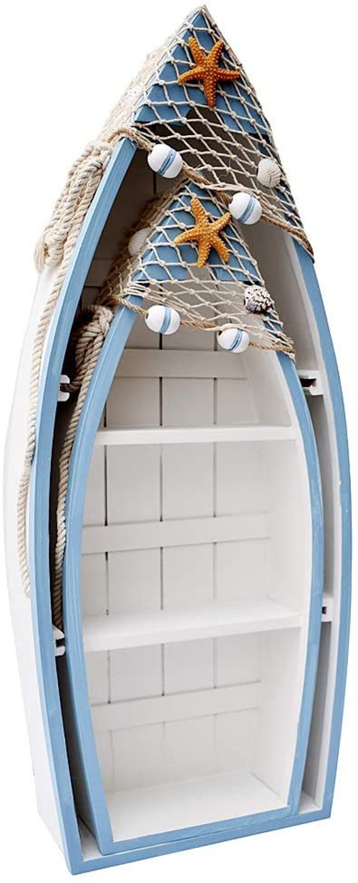 Wooden Boat Shelf Set of 2 Beach Theme Standing Display Boat Etsy UK