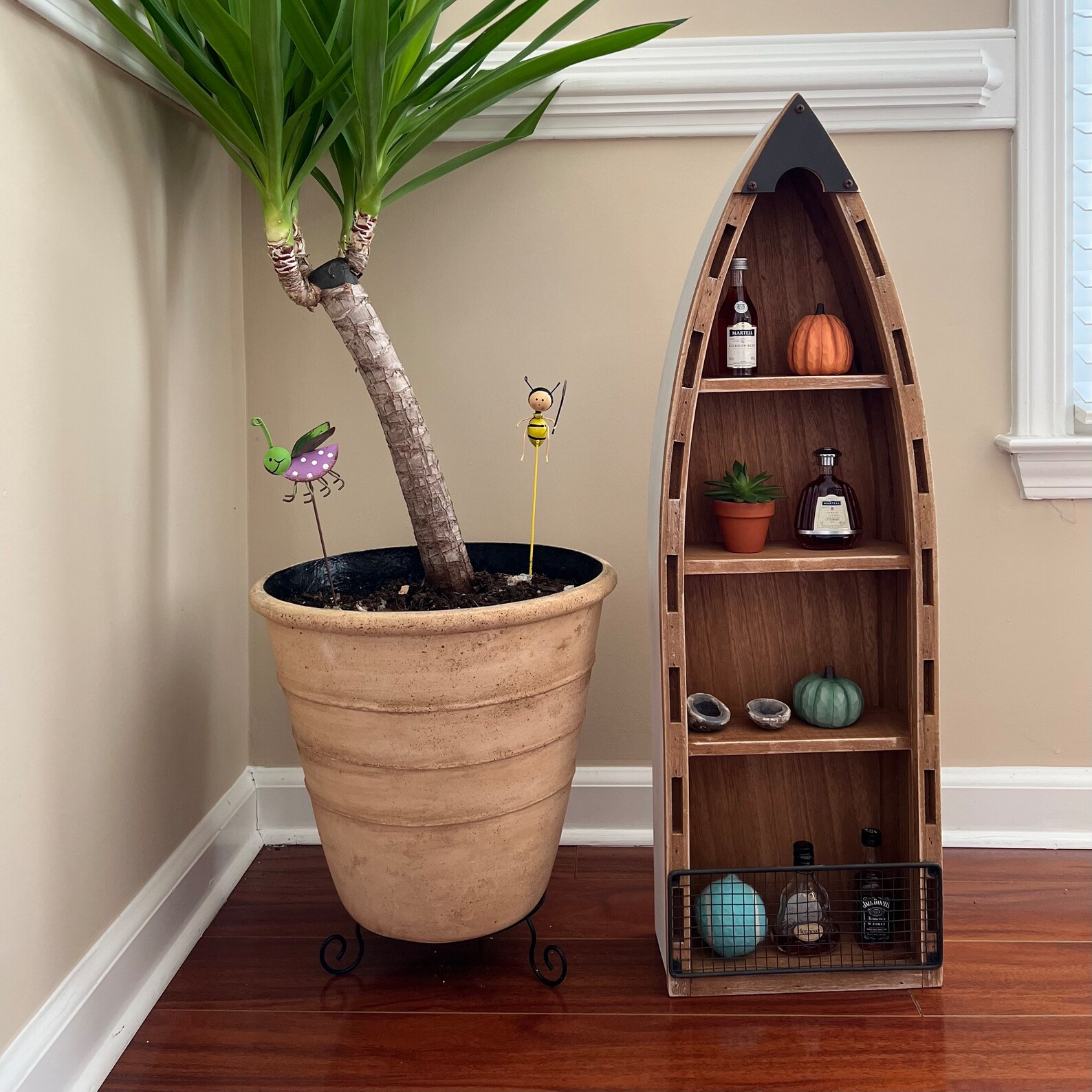 Wooden Boat Shelves Decor Hanging 4tiered Shelves Wood Boat Etsy