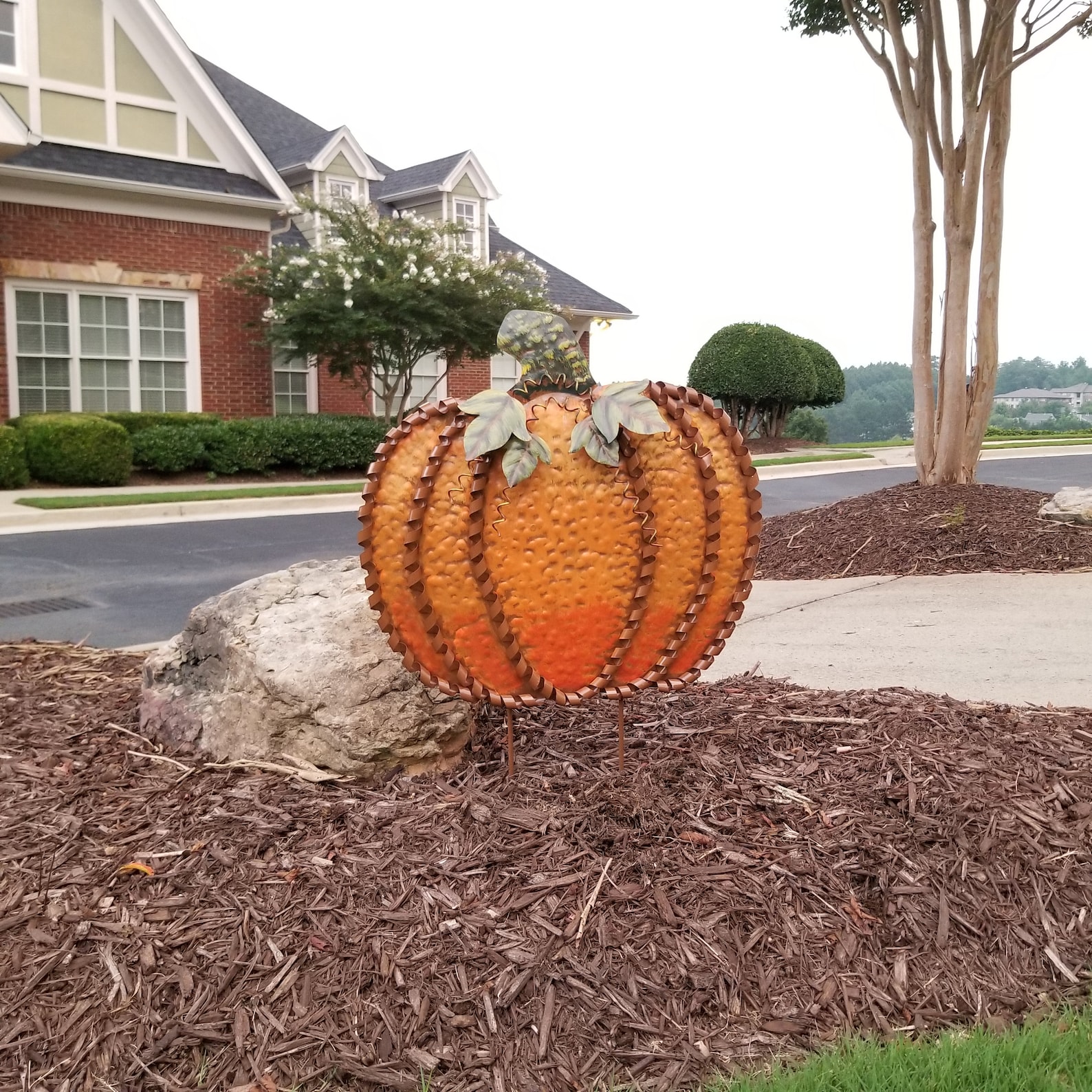 Metal Pumpkin Yard Stake Fall Harvest Decor Indoor Outdoor Etsy