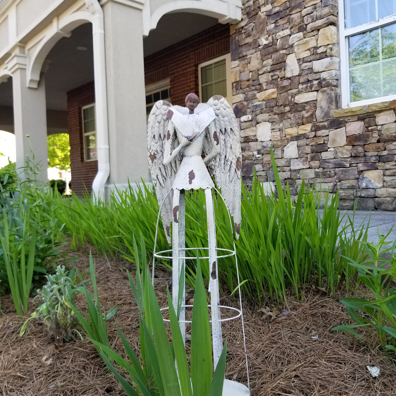 Antiqued Metal Angel Statue Indoor Outdoor Standing Angel Etsy