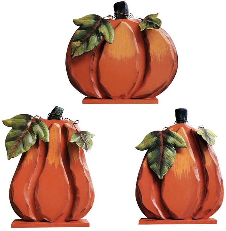 Rustic Wooden Pumpkin Decor Standing Flat Pumpkin Tabletop Etsy