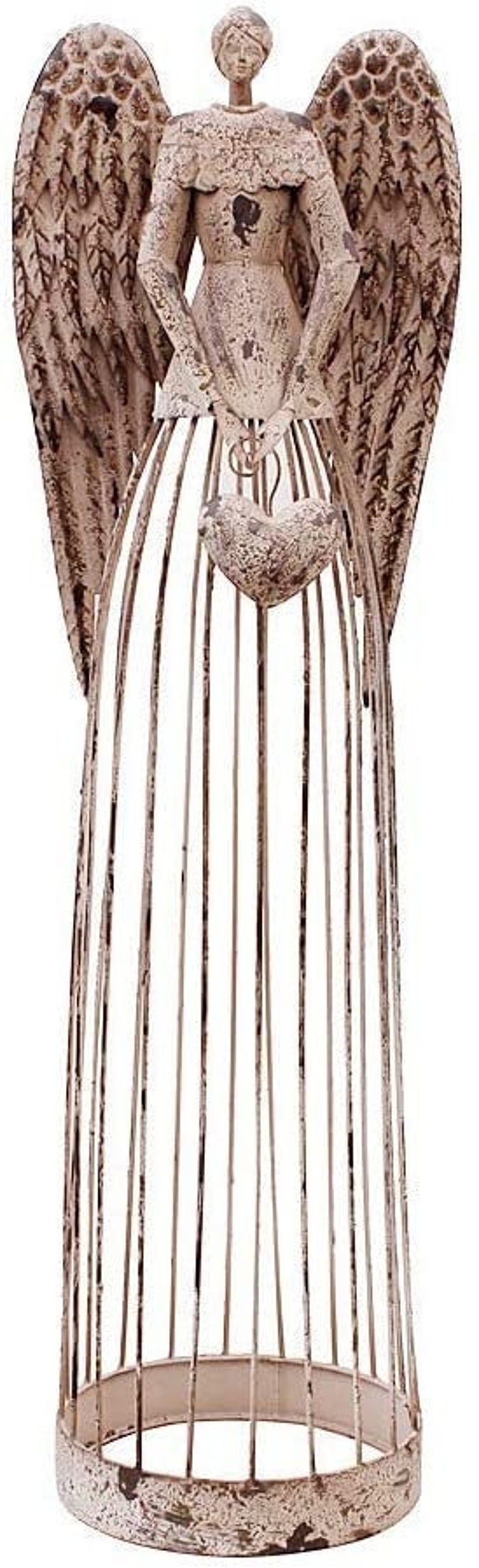 Antiqued Metal Angel Statue Metal Angel Indoor Outdoor Yard Etsy