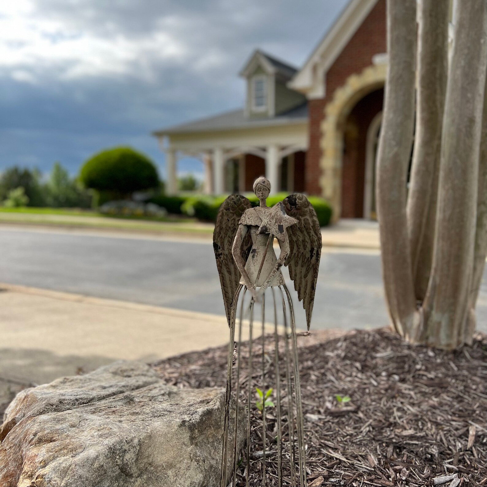 Antiqued Metal Angel Statue Metal Angel Indoor Outdoor Yard Etsy