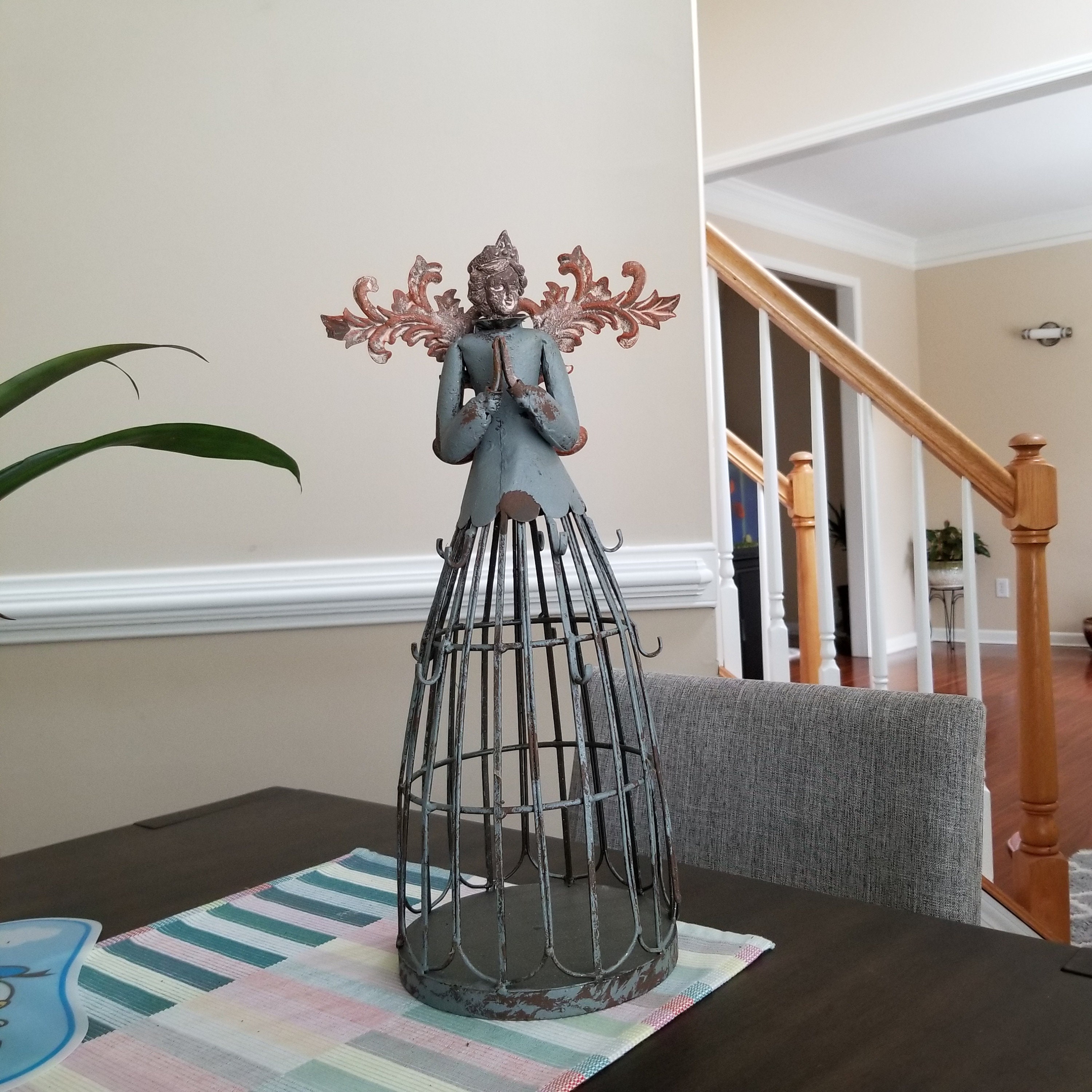 Antiqued Praying Metal Garden Angel Statue with Hooks Indoor Etsy