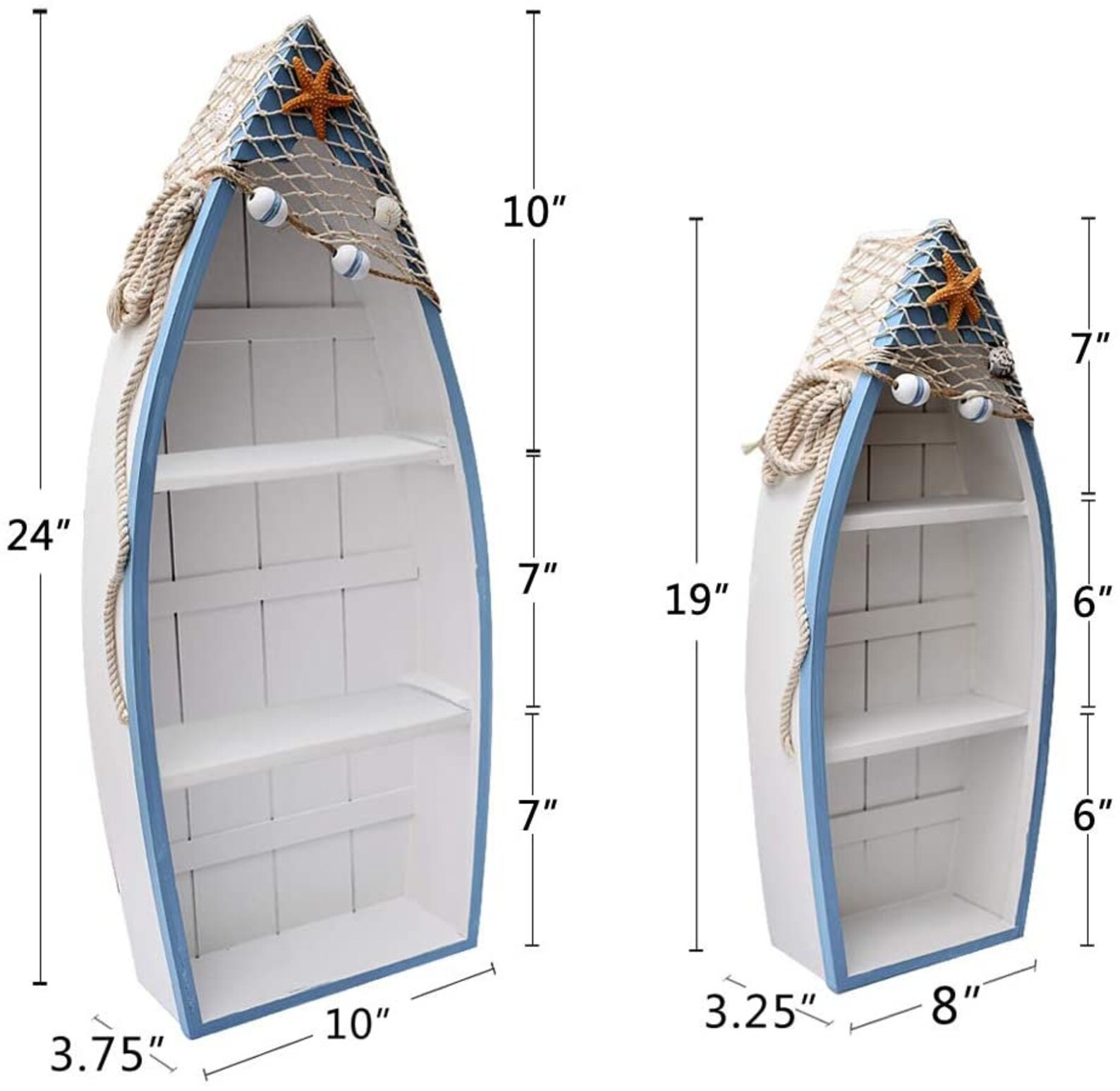 Wooden Boat Shelf Set of 2 Beach Theme Standing Display Boat Etsy