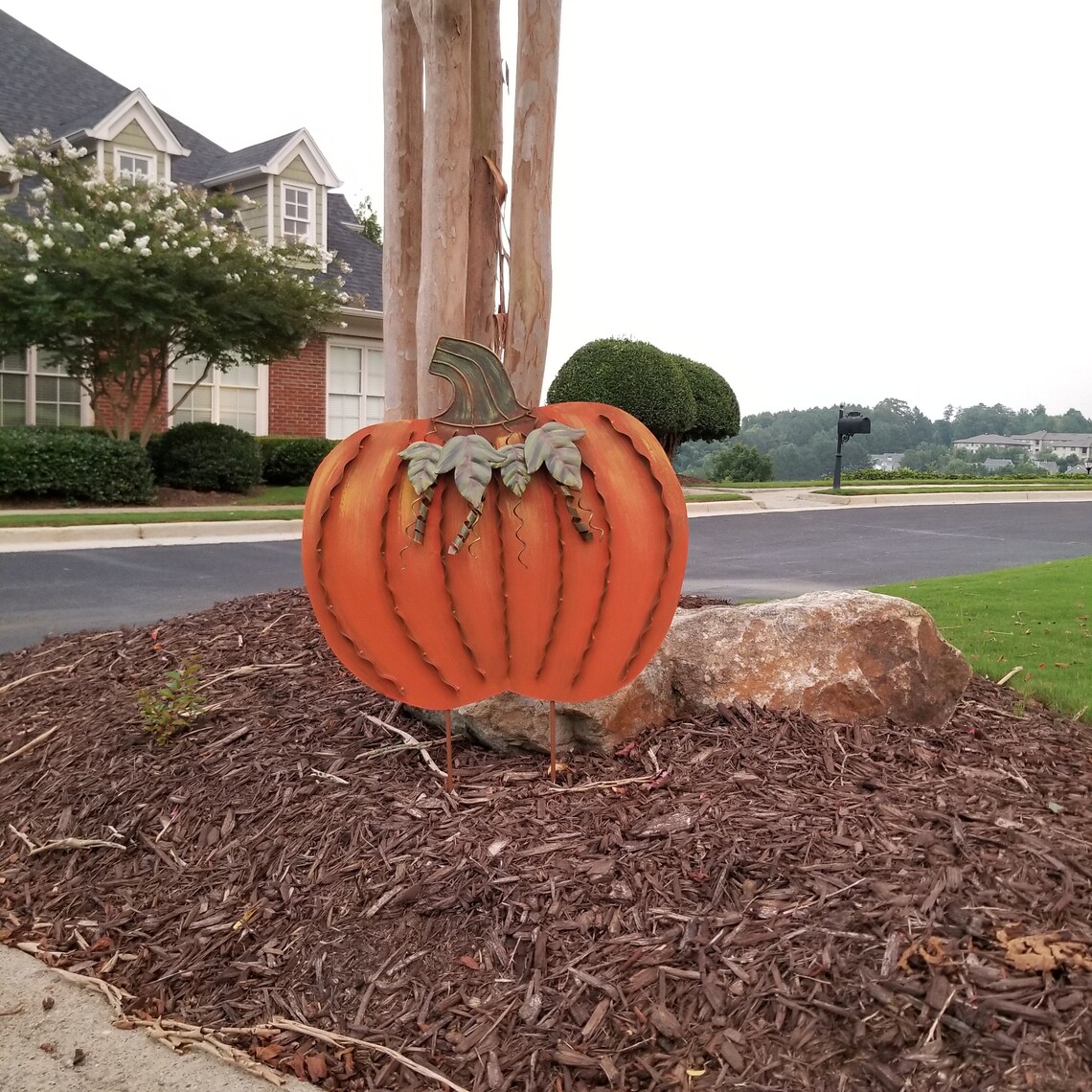 Metal Pumpkin Yard Stake Fall Harvest Decor Indoor Outdoor Etsy