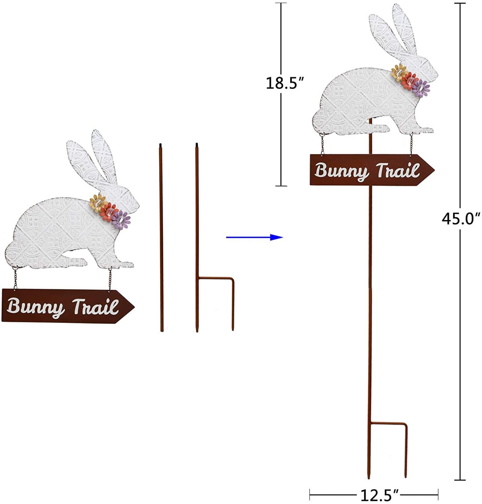 Easter Bunny Yard Stake Outdoor Metal Easter Bunny Garden Etsy