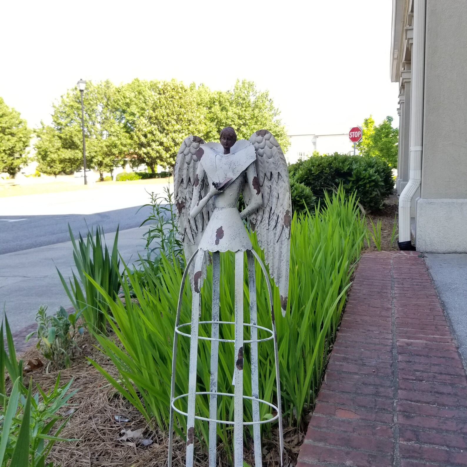 Antiqued Metal Angel Statue Indoor Outdoor Standing Angel Etsy