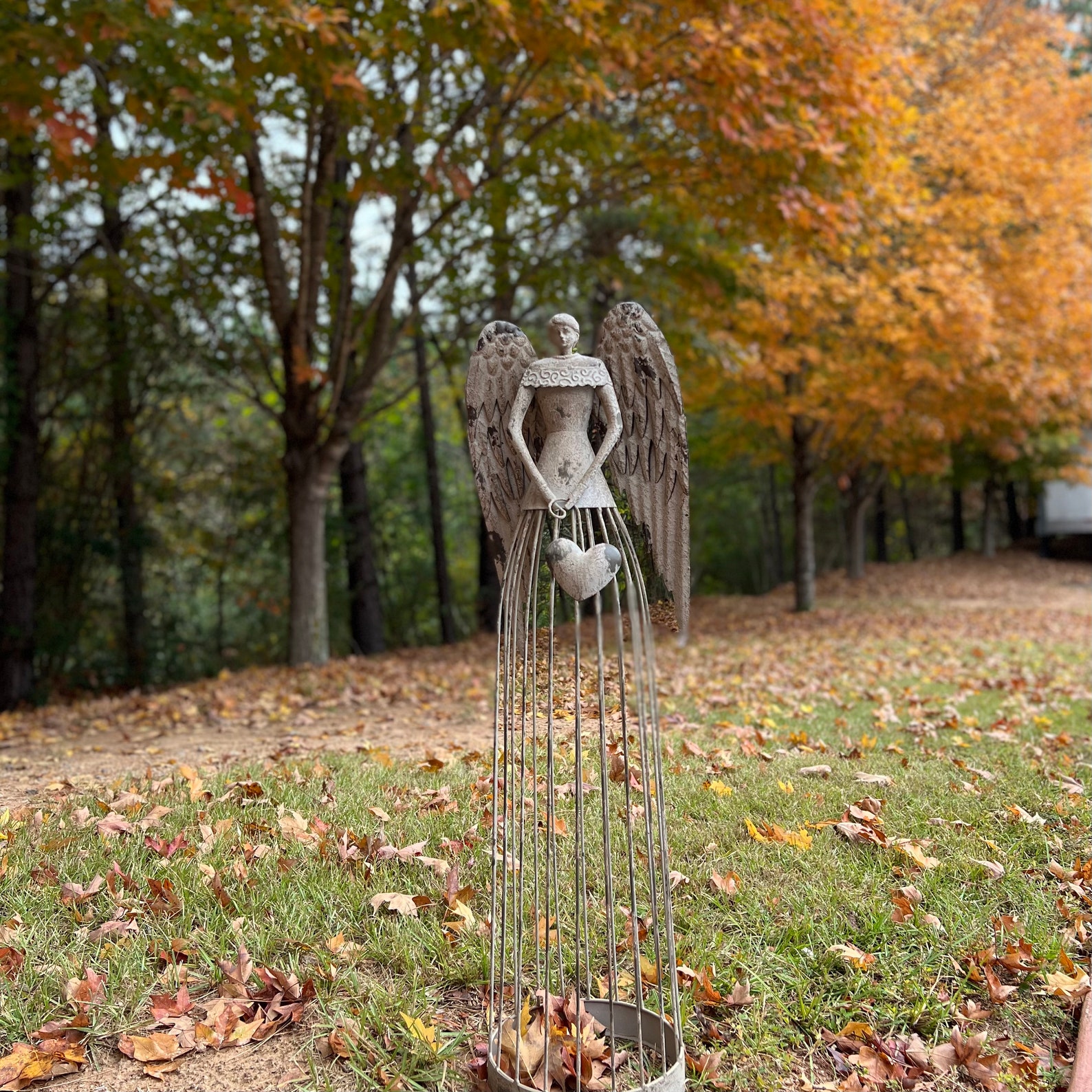 Antiqued Metal Angel Statue Metal Angel Indoor Outdoor Yard Etsy