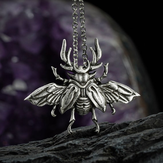 Insect Necklace Beetle Pendant Stag Beetle Scarab Beetle Bug Jewellery Moth Necklace Insect Necklace Moth Pendant Etsy