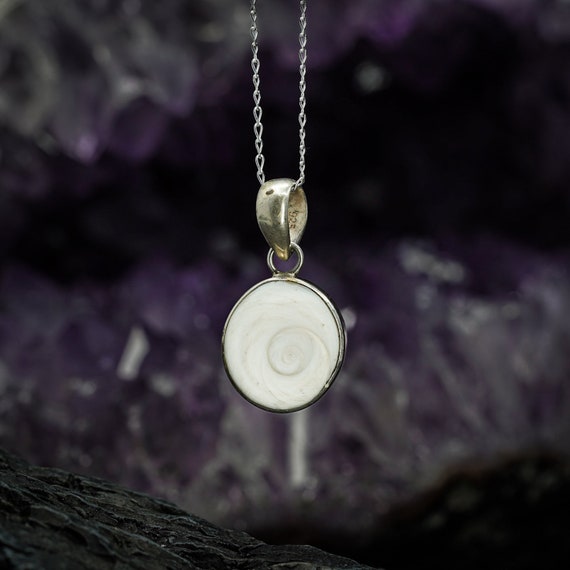 Spiral Necklace Shiva Shell Cowrie Shell Necklace Third Eye Chakra Shiva Eye Shell Jewellery Shiva Eye Pendant Sterling Silver