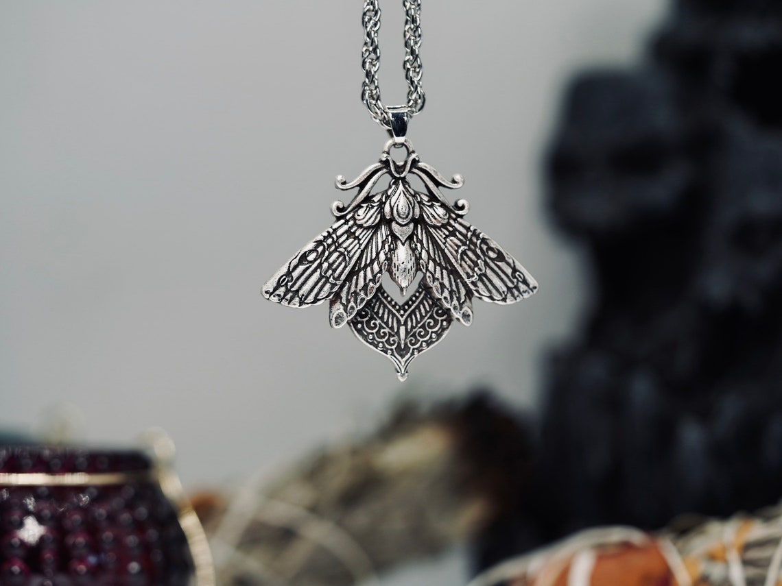 Moth Necklace Gothic Jewelry Hawk Moth Gothic Necklace - Etsy