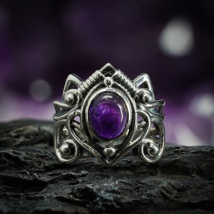 Genuine Amethyst Engagement Ring - Amethyst Ring - 925 Sterling Silver Ring - Vintage Ring - Wire Wrap Ring Design - Birthstone promise Ring