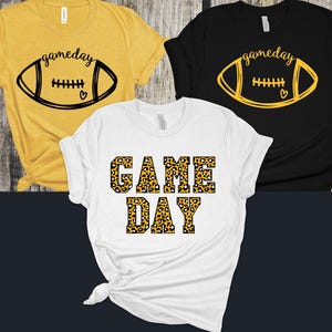 Game Day Football Tees, Gold, Black, and White - Support your favorite High School or College Football Team -Custom Bella Canvas 3001 Tee