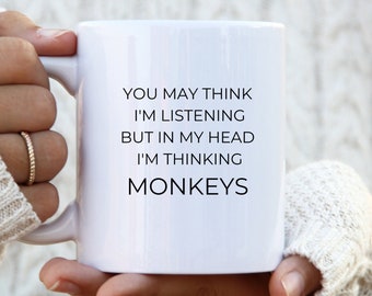 Monkey mug, Monkey cup, Monkey coffee mug, Monkey gift, Funny monkey gift, Gift for animal lover, Gift for her, Gift for him