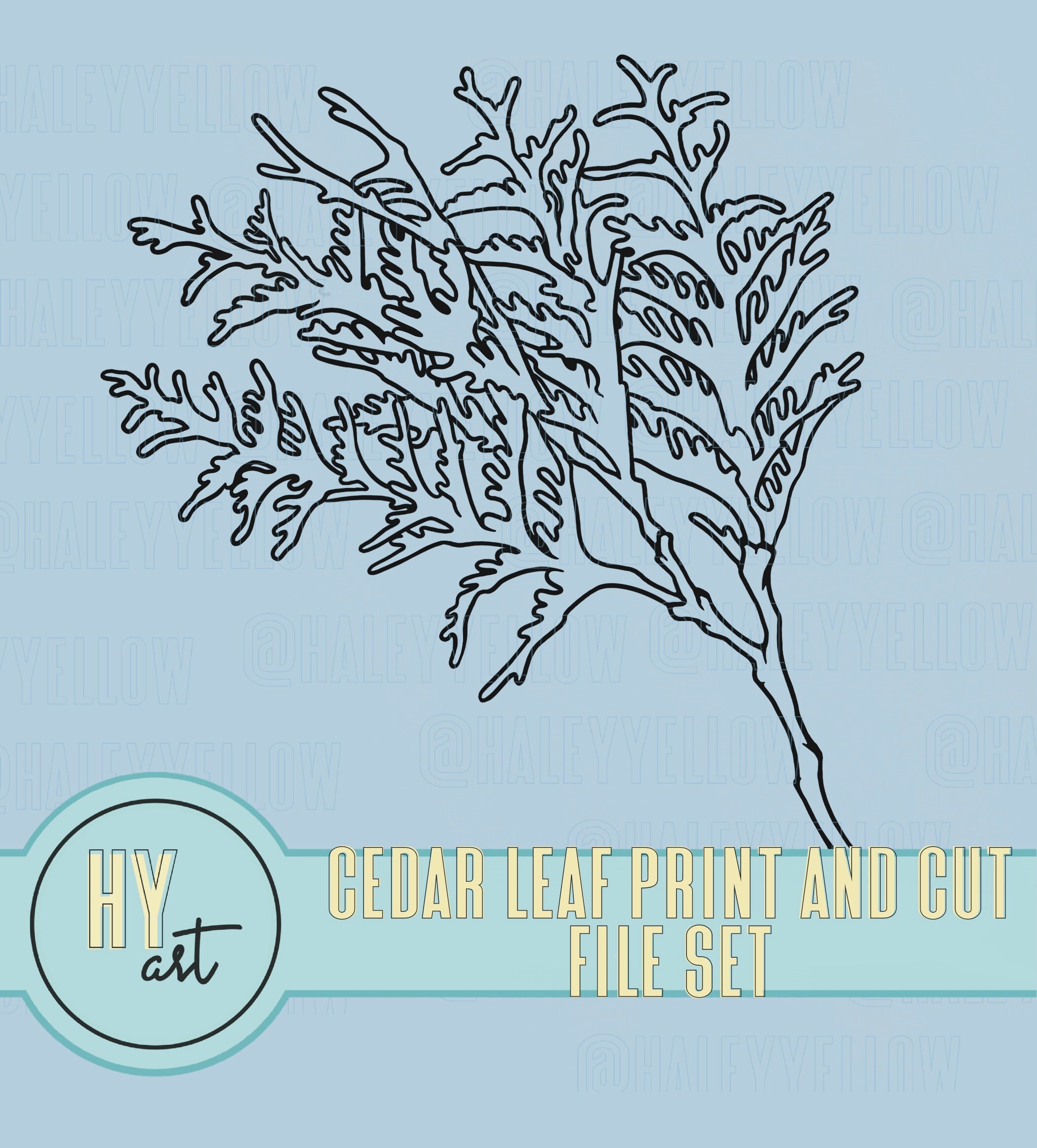 Cedar Leaf Print and Cut File Set Png Svg Pdf CKMYW Etsy