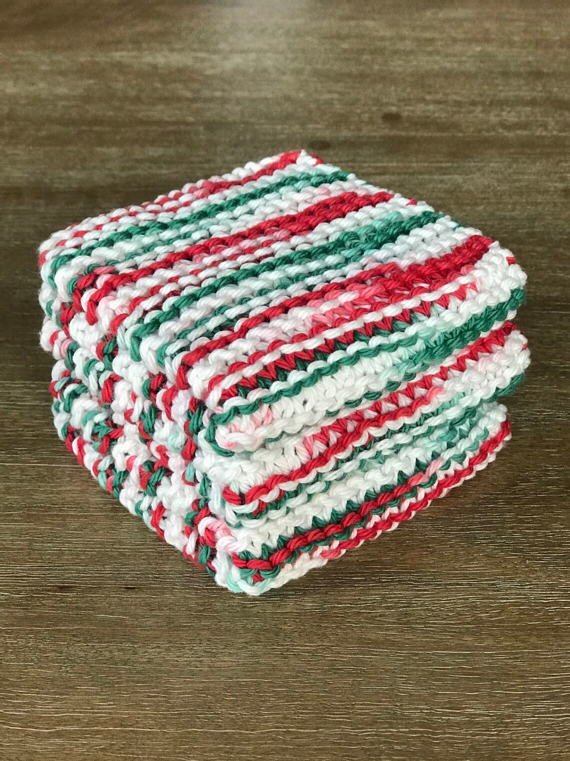 Hand Knit 100 Cotton Christmas Holidays Dish Cloth Etsy